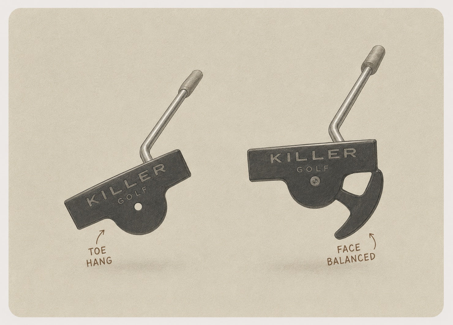 Face-balanced vs toe-hang — CG and shaft alignment